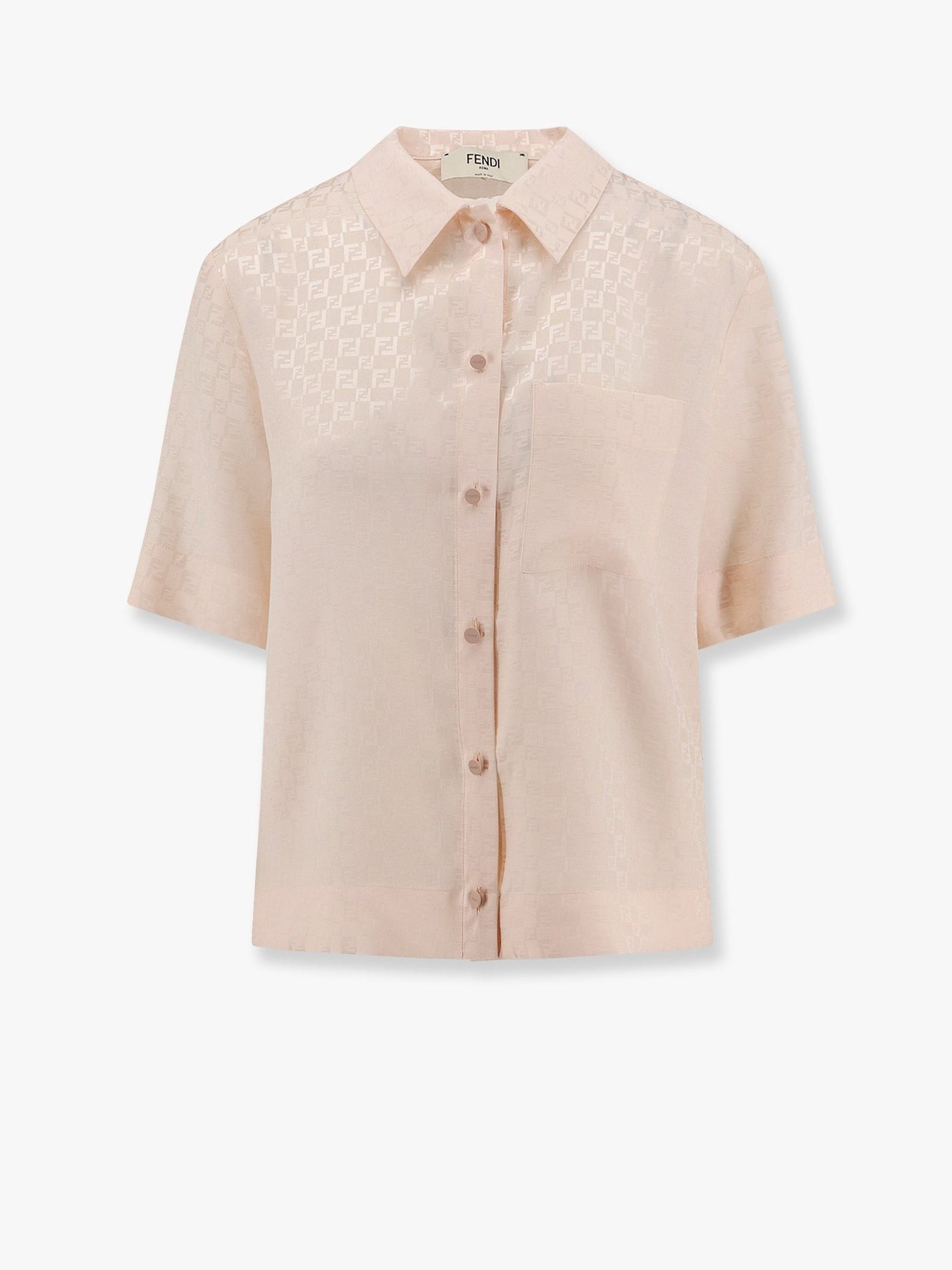 Fendi - Fendi Jacquard Silk Shirt With Ff Chess Motif - Woman->Clothing->shirts