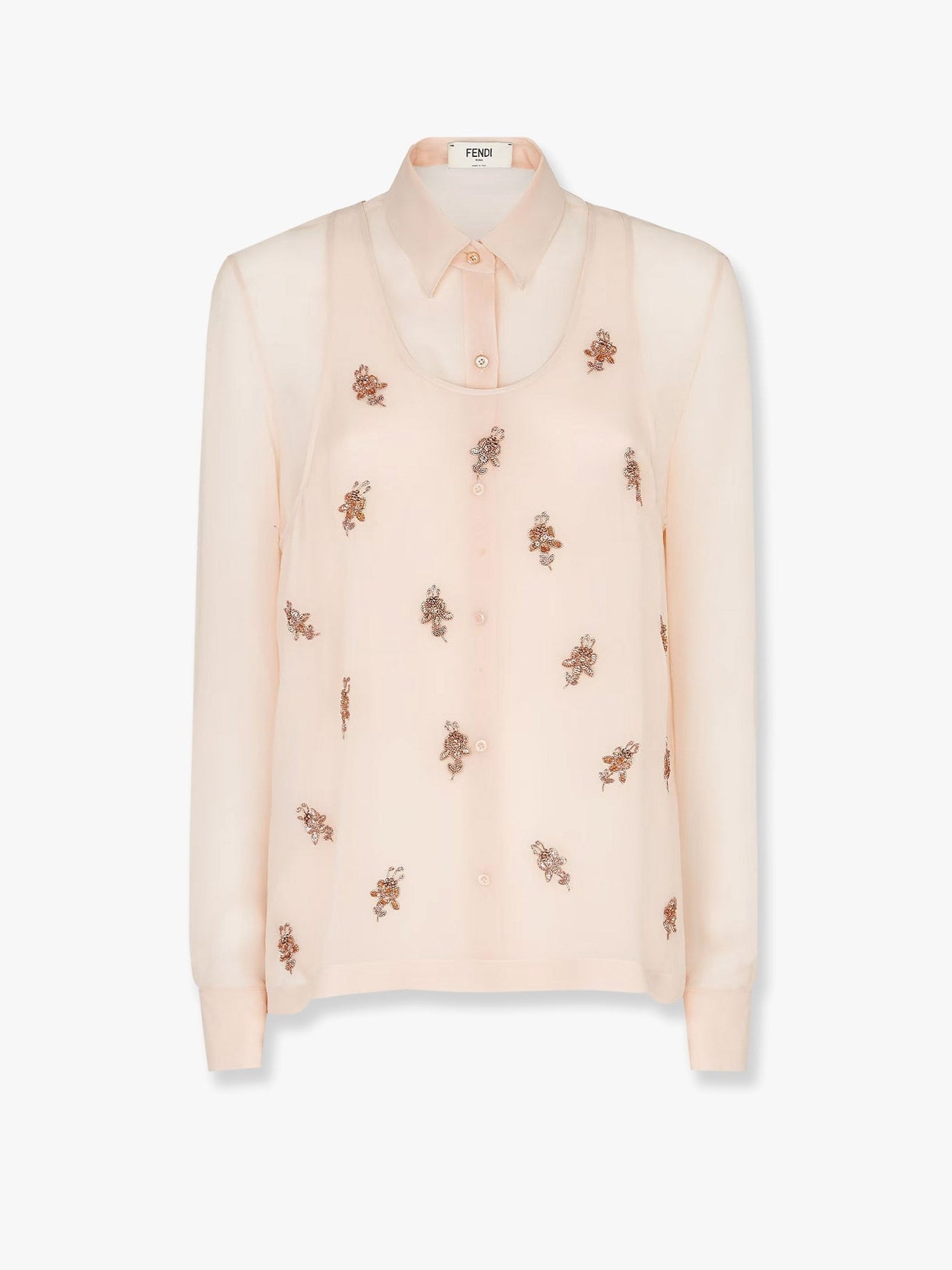 Fendi - Fendi Georgette Top With Rhinestones And Sequins Embroidery - Woman->Clothing->T-Shirts and Top