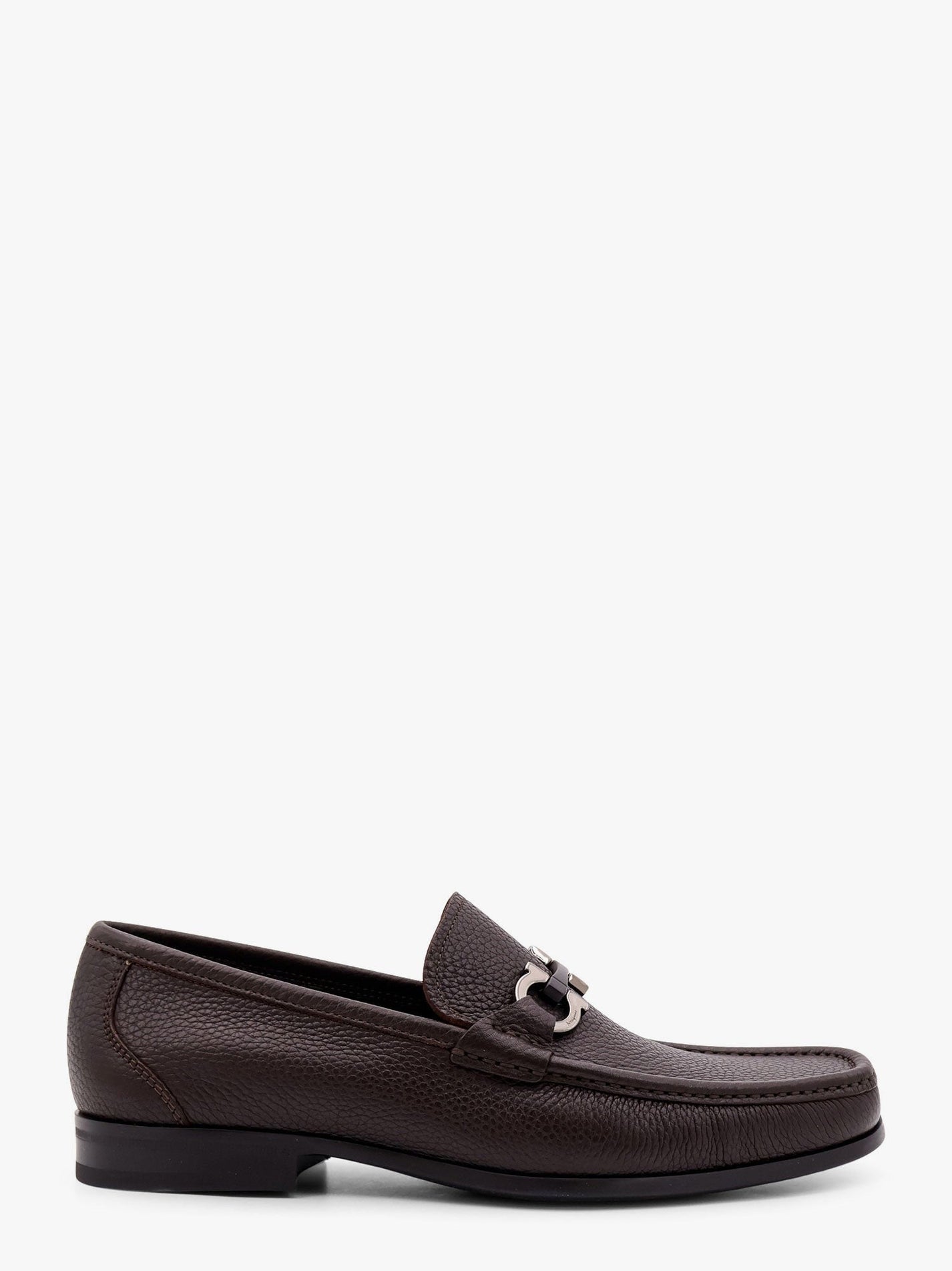 Ferragamo - Ferragamo Grandioso Leather Loafer With Gancini Detail - Men’s Shoes