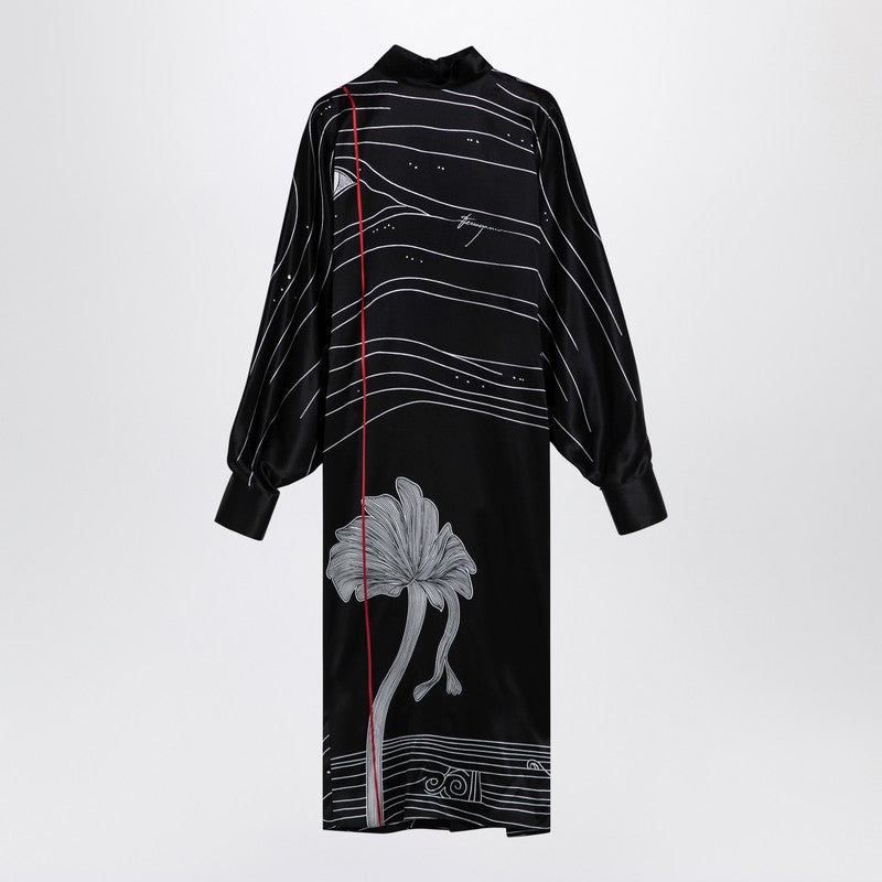 Ferragamo - Ferragamo Black silk satin midi dress - Women’s Clothing
