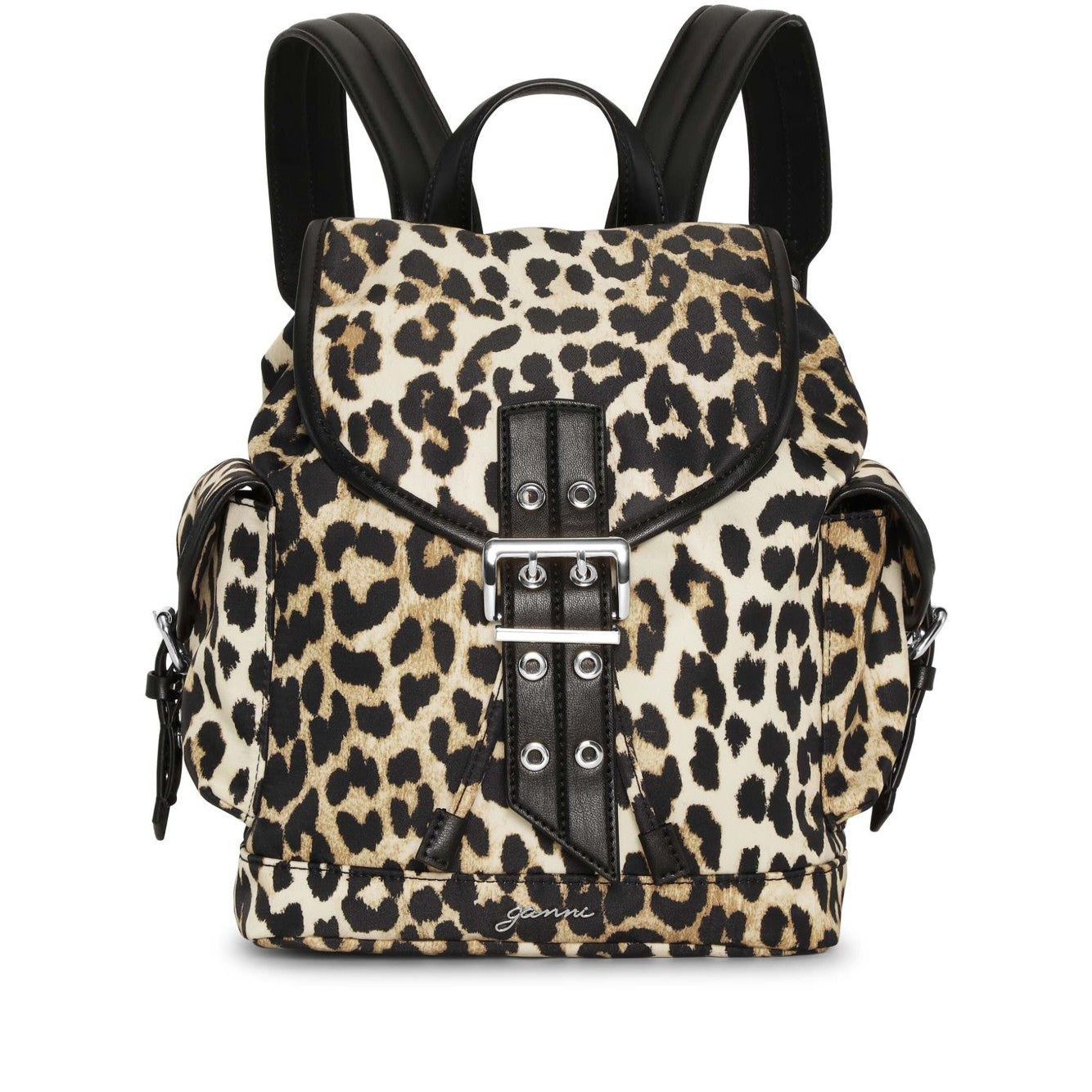 Ganni - Ganni Leopard Small Nylon Bucky Backpack - Backpacks