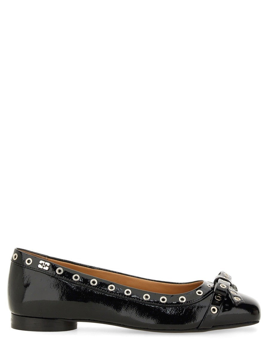 GANNI - Ganni Ballerina With Bow - Woman->FOOTWEAR->FLATS