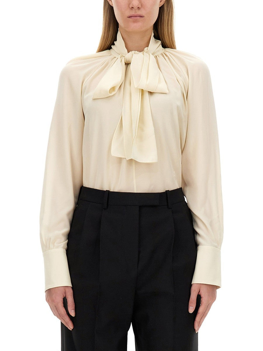 Givenchy - Givenchy Silk Shirt With Lavalliére Collar - Women’s Tops