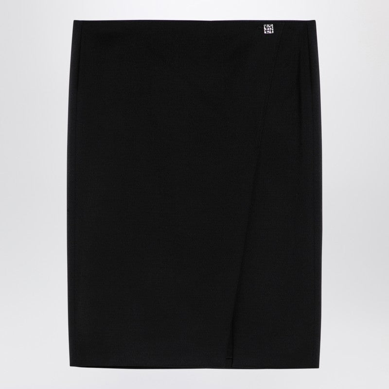 Givenchy - Givenchy Black wool skirt with metal button 4G - Skirts