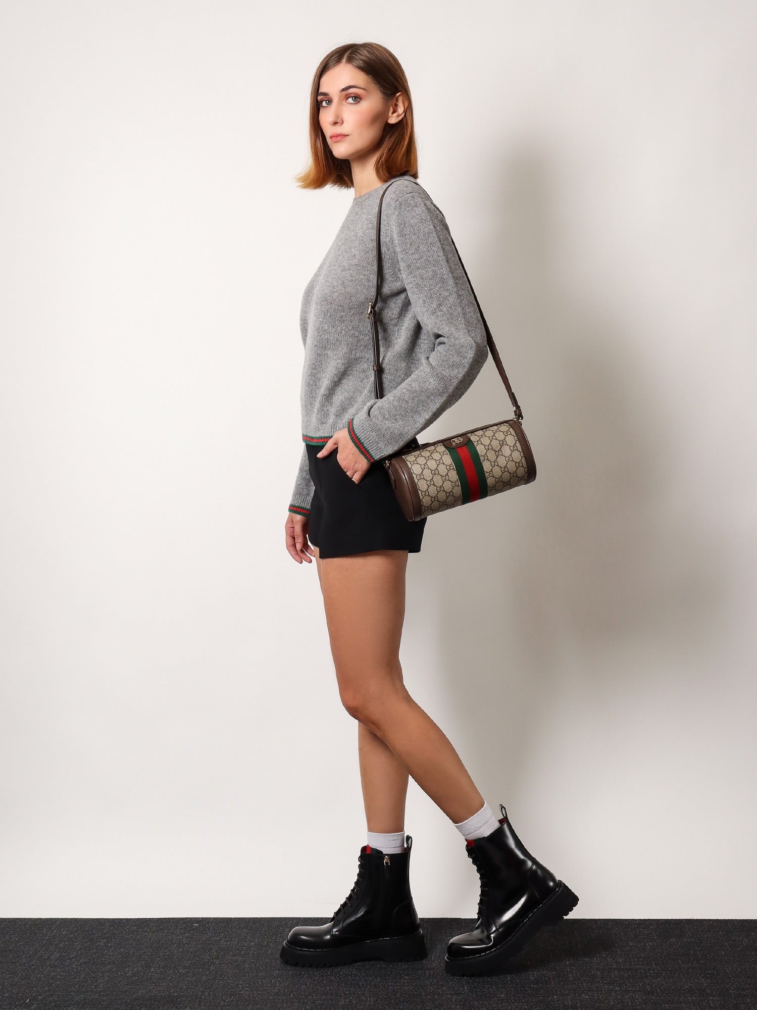 Gucci - Gg Supreme Fabric Shoulder Bag With Iconic Web Detail - Home->Woman->Bags->Shoulder bags