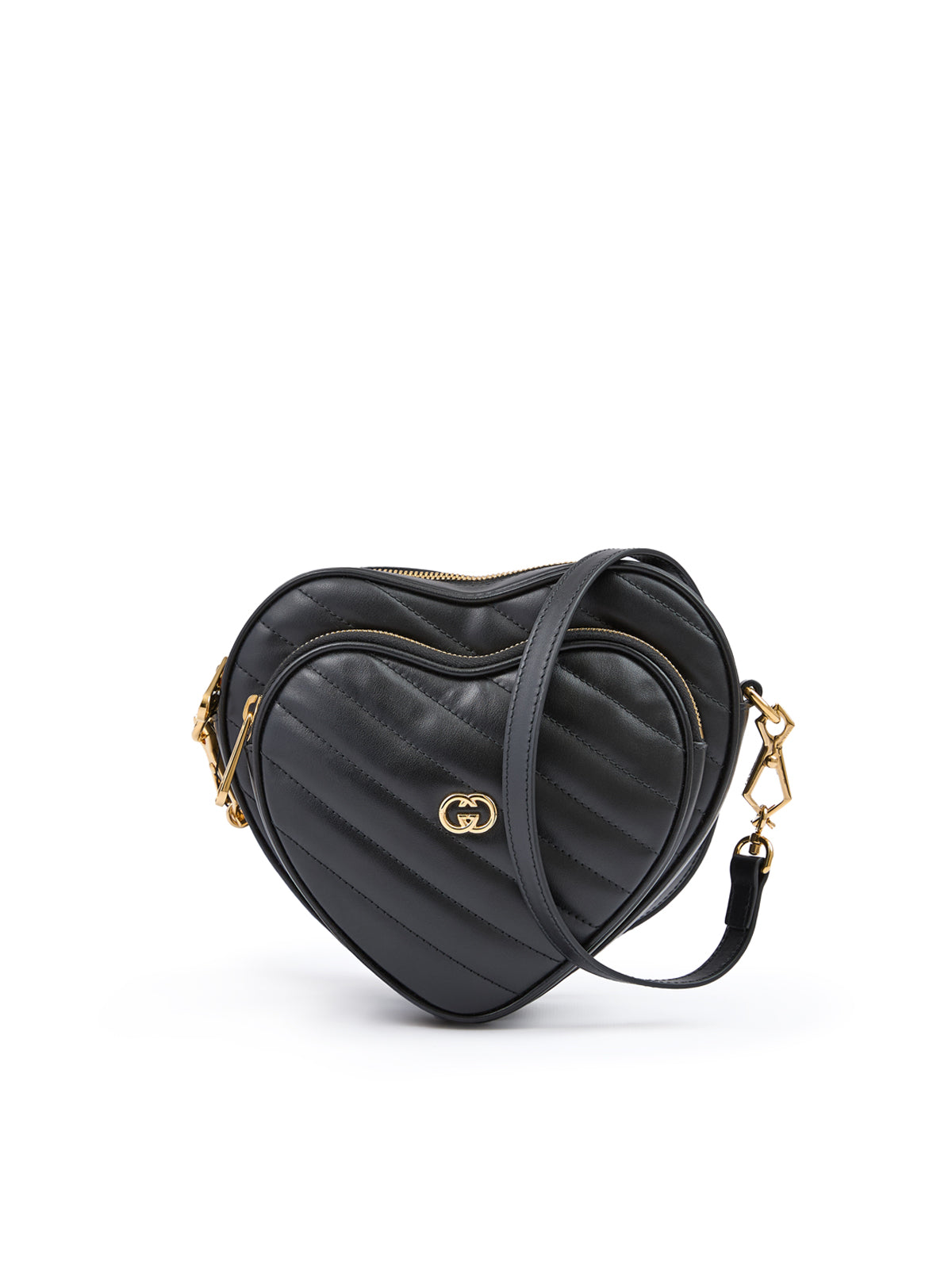 Gucci - Gucci Black Leather Mini Heart Crossbody Bag
