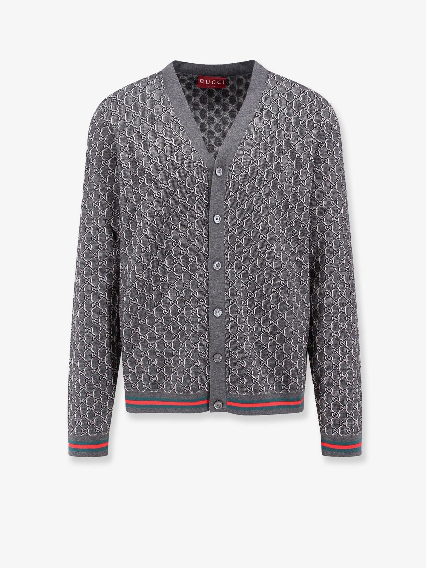 Gucci - Gucci Wool And Silk Cardigan With Gg Motif - Men’s Knitwear