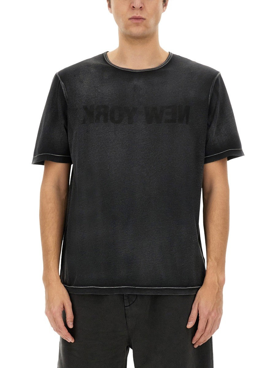 Helmut Lang - Helmut Lang ’Garment Dyed New York’ T Shirt - Men’s Tops