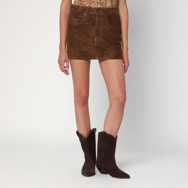 ISABEL MARANT Étoile - ISABEL MARANT Étoile Brown Kimmy mini skirt in faux leather - Skirts