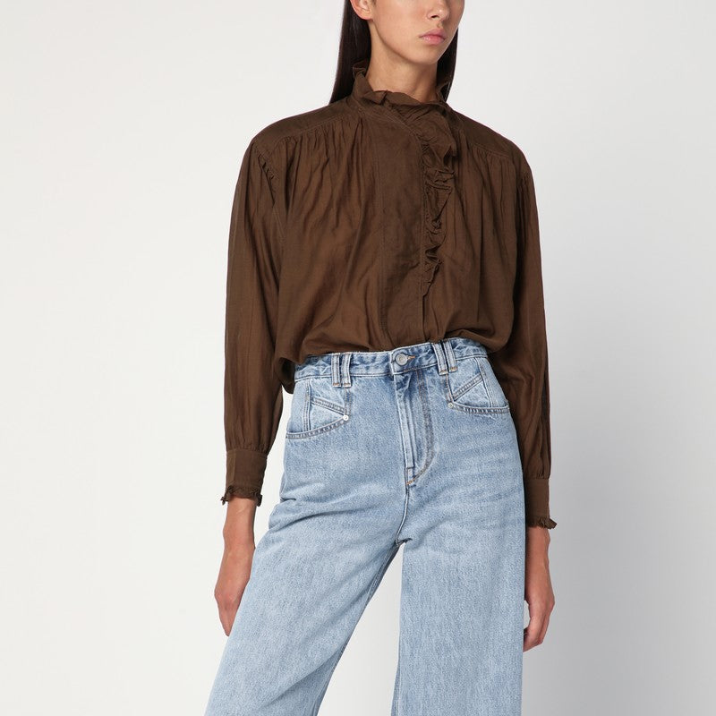 ISABEL MARANT Étoile - ISABEL MARANT Étoile Kaki Pamias shirt with ruffles - Shirts