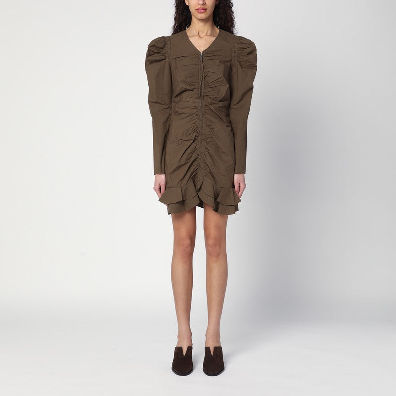 ISABEL MARANT Étoile - ISABEL MARANT Étoile Briali mini dress with green khaki zip - Dresses