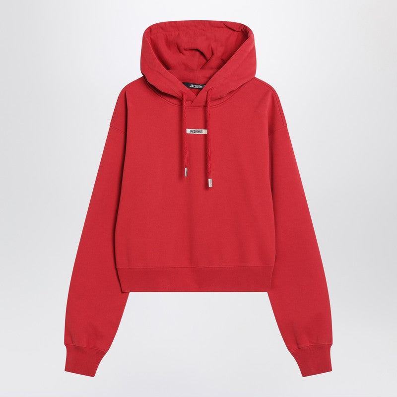 Jacquemus - JACQUEMUS Red hoodie with logo patch - Topwear