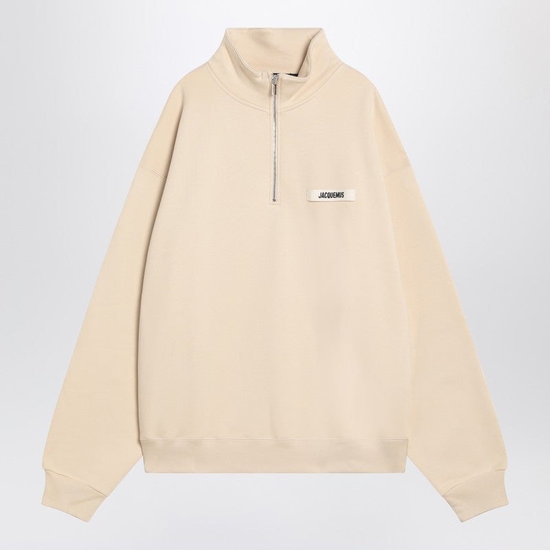 Jacquemus - JACQUEMUS Beige cotton zip-up sweatshirt - Topwear