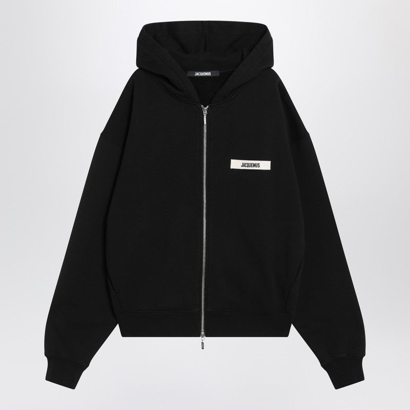 Jacquemus - JACQUEMUS Black cotton zip-up hoodie - Topwear