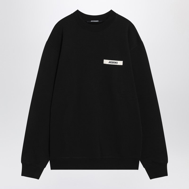 Jacquemus - JACQUEMUS Black crew neck cotton sweatshirt - Topwear