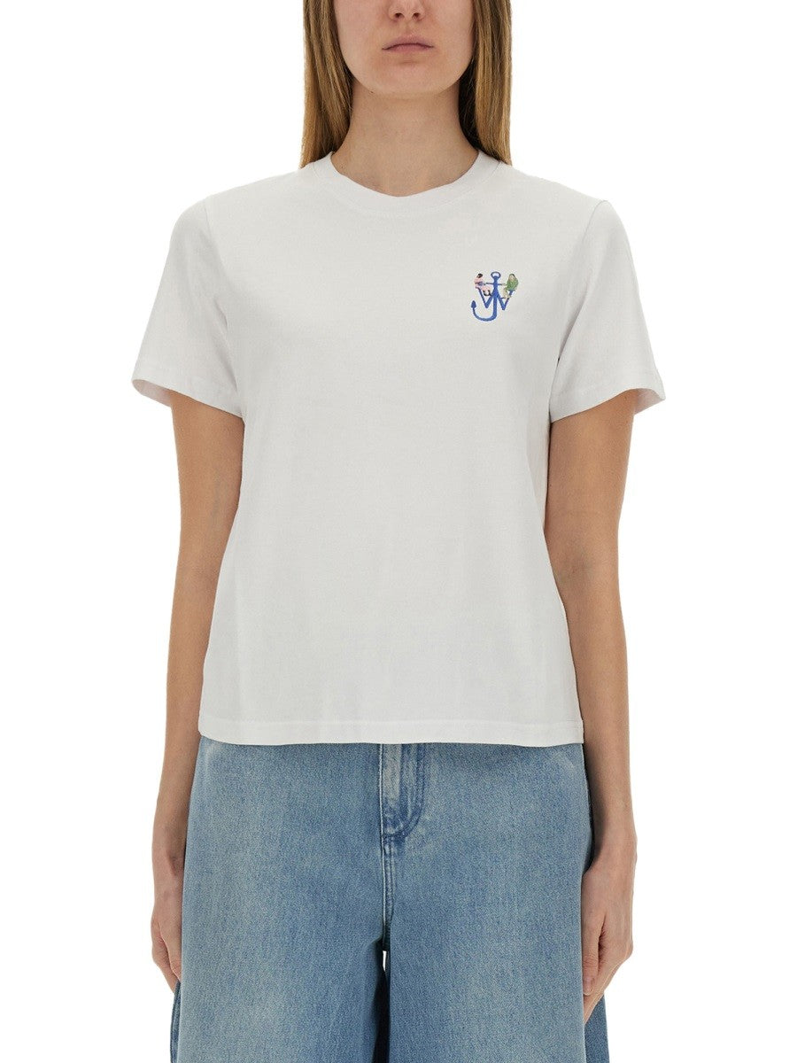 jw anderson - Jw Anderson T Shirt With Logo And Print - Woman->Clothing->t-shirts