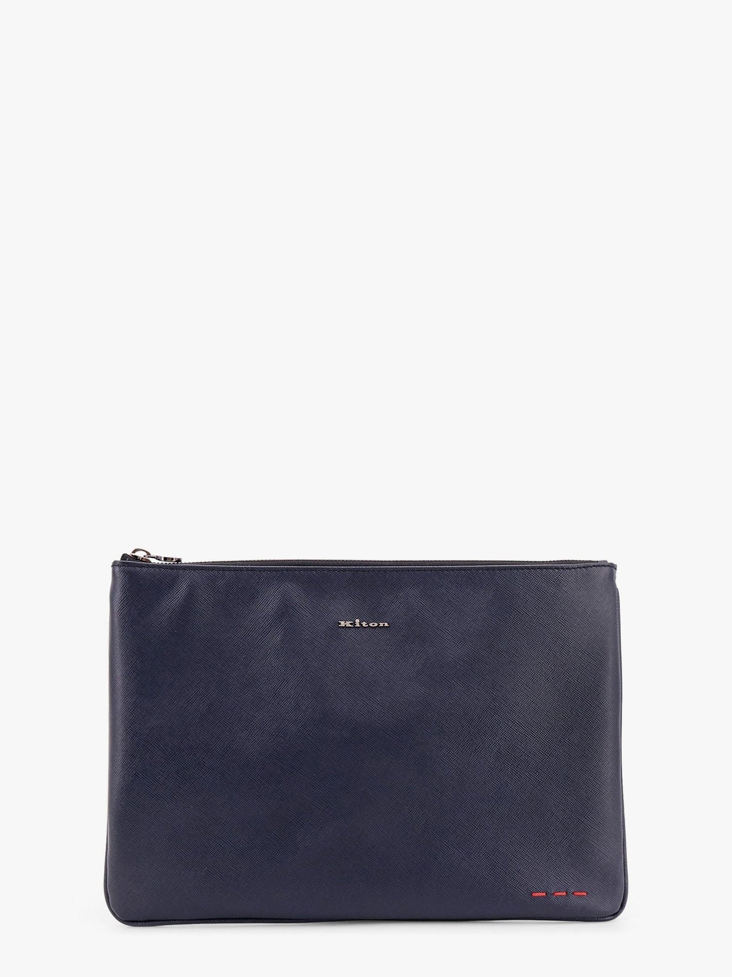 KITON CIRO PAONE - Leather Clutch With Frontal Logo - Home->Man->Bags->Pochettes
