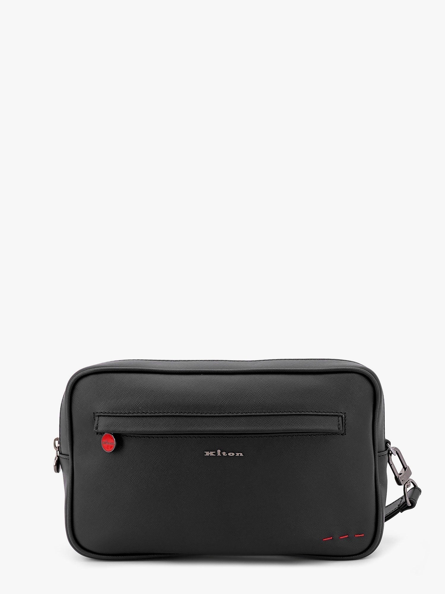 KITON CIRO PAONE - Leather Clutch With Metal Logo - Men’s Bags
