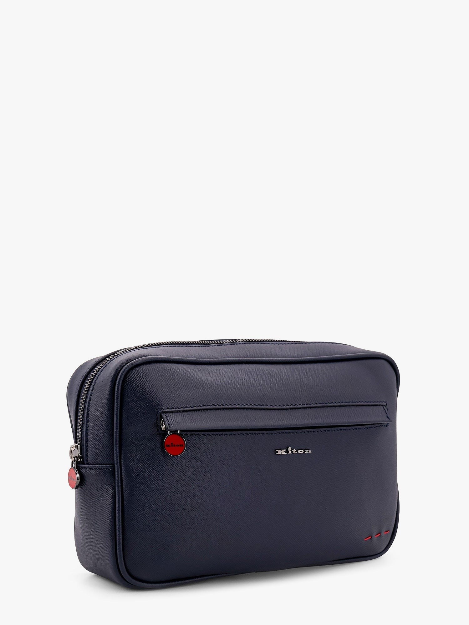KITON CIRO PAONE - Leather Clutch With Metal Logo - Men’s Bags