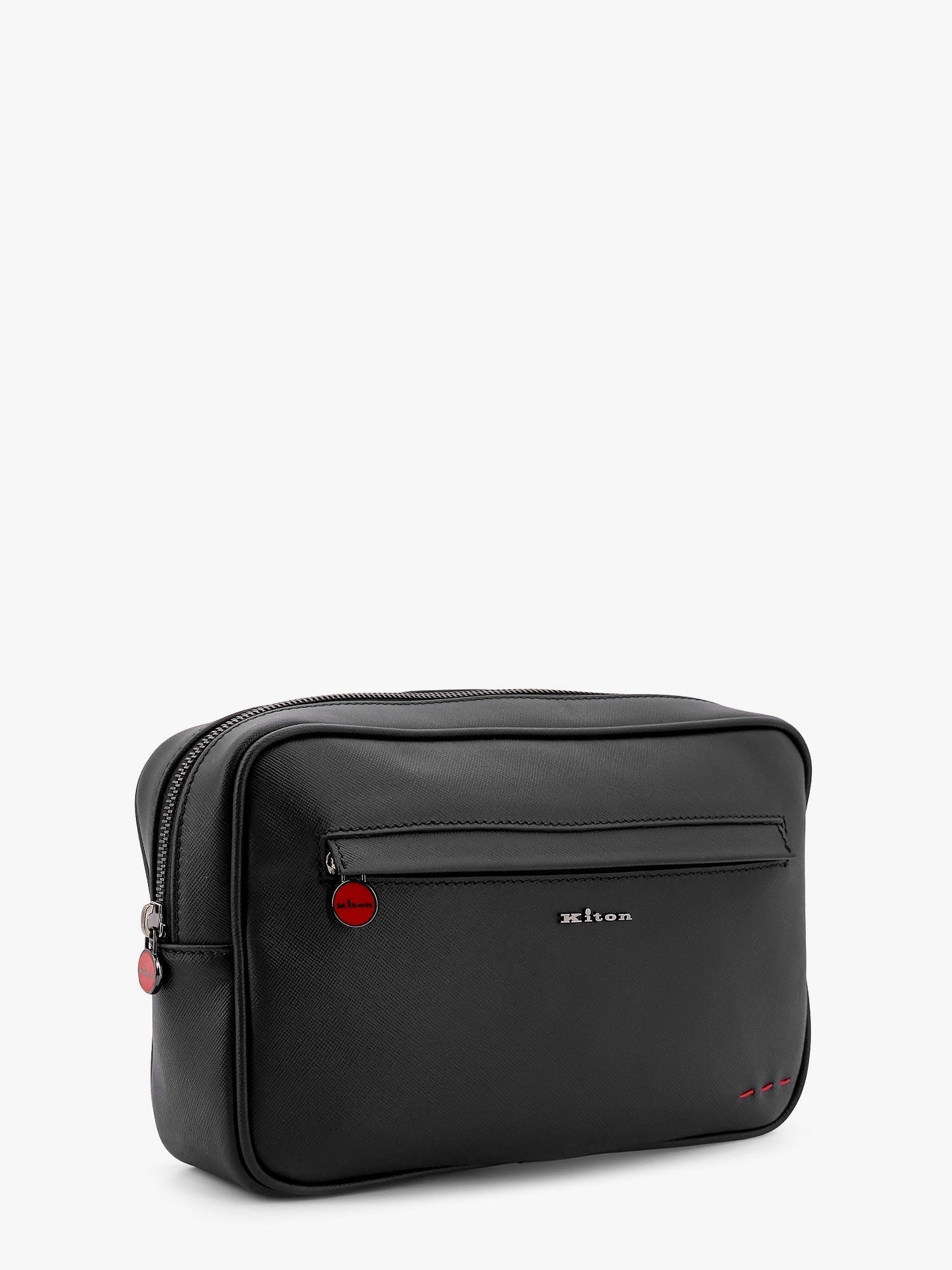 KITON CIRO PAONE - Leather Clutch With Metal Logo - Men’s Bags