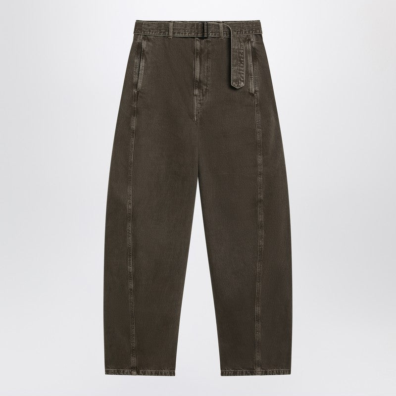 Lemaire - LEMAIRE Green denim trousers with belt - Jeans
