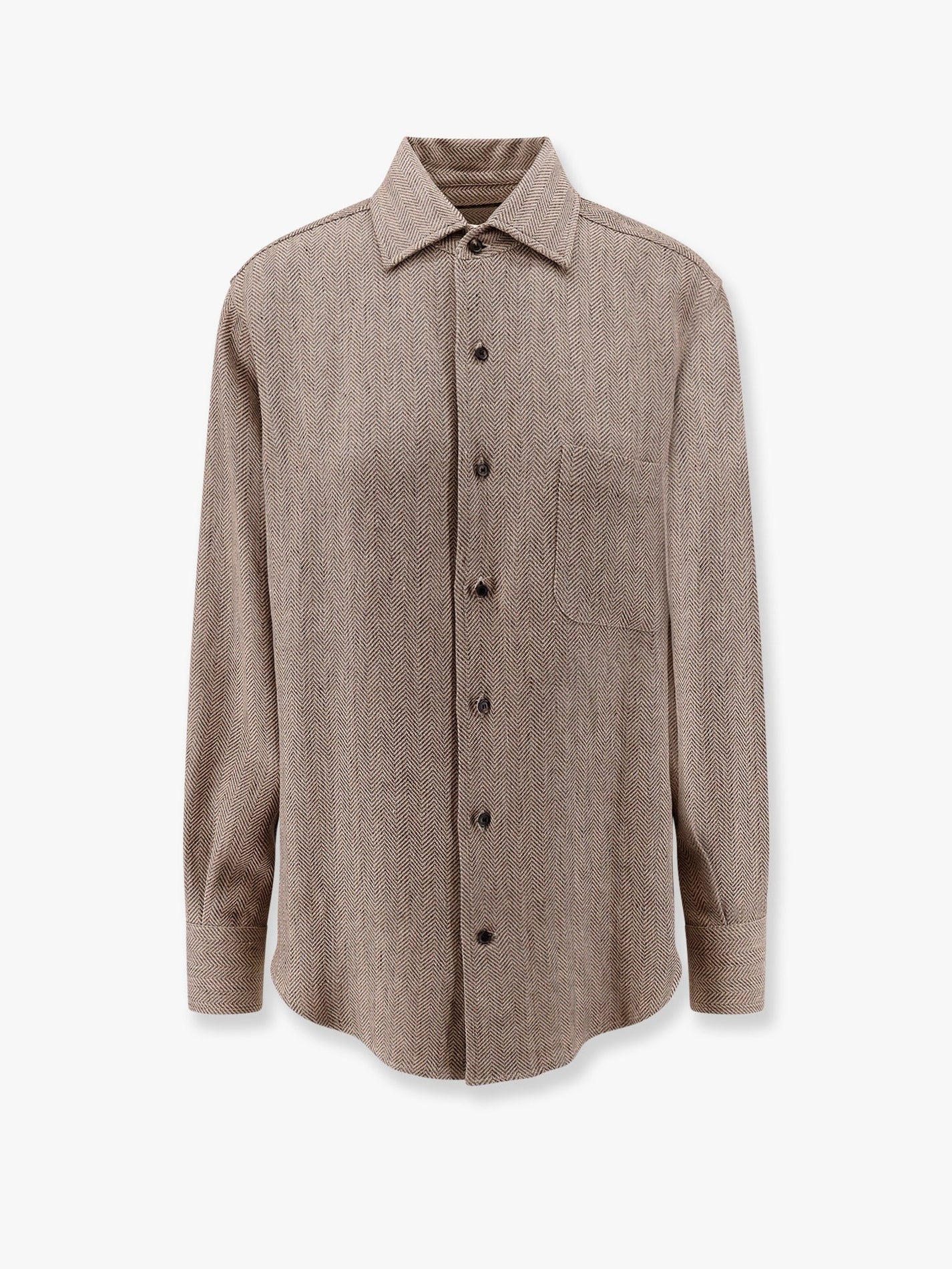LORO PIANA - Loro Piana André Linen Shirt With Herringbone Motif - Women’s Tops