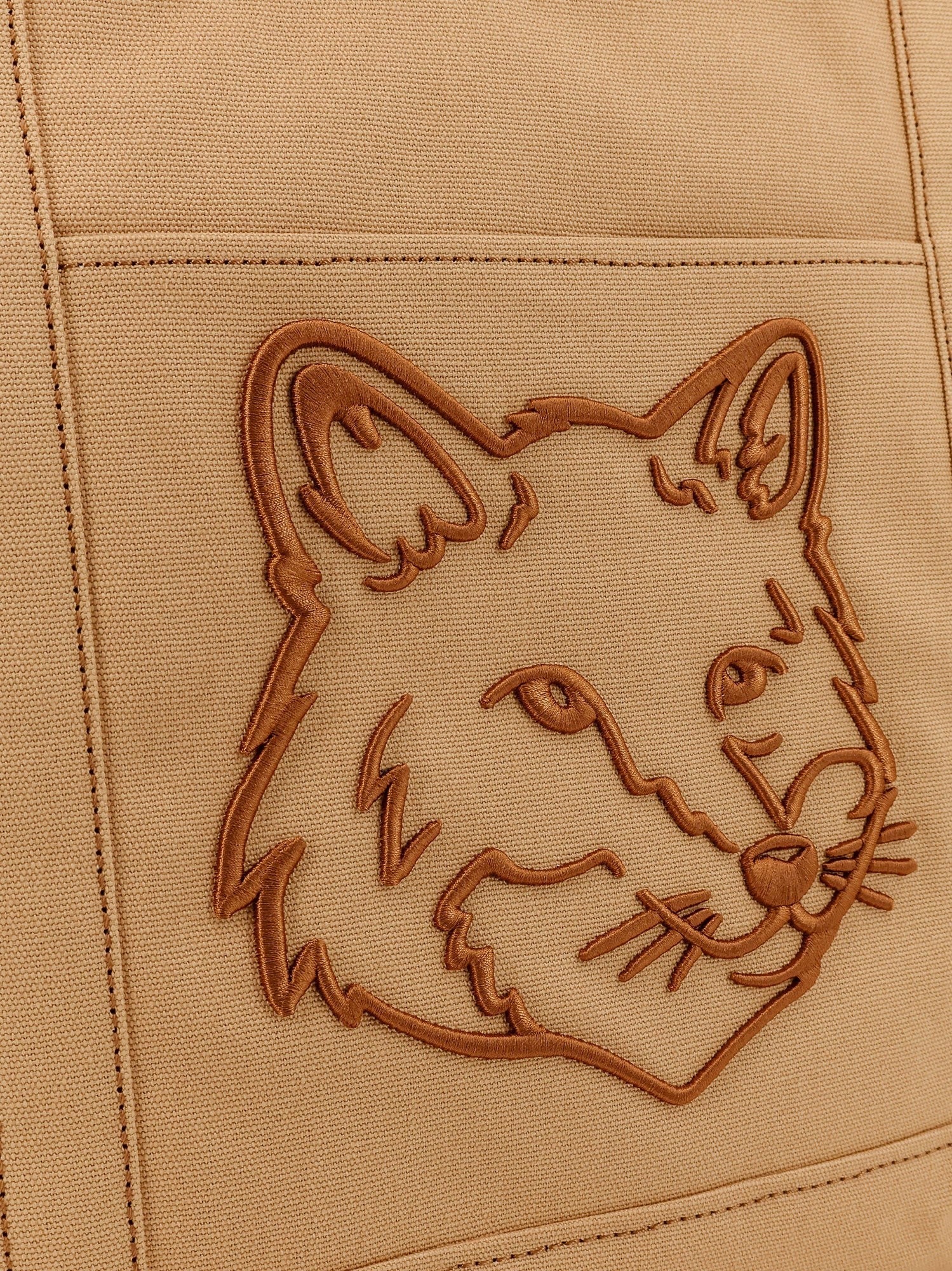 Maison Kitsune - Canvas Handbag With Fox Head Embroidery - Home->Man->Bags->Handbags
