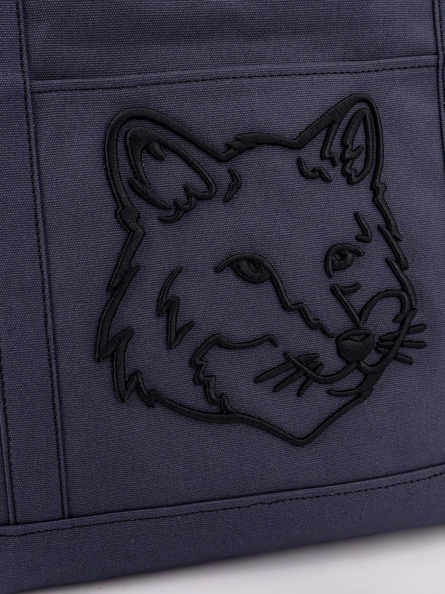 Maison Kitsune - Canvas Handbag With Fox Head Embroidery - Home->Man->Bags->Handbags