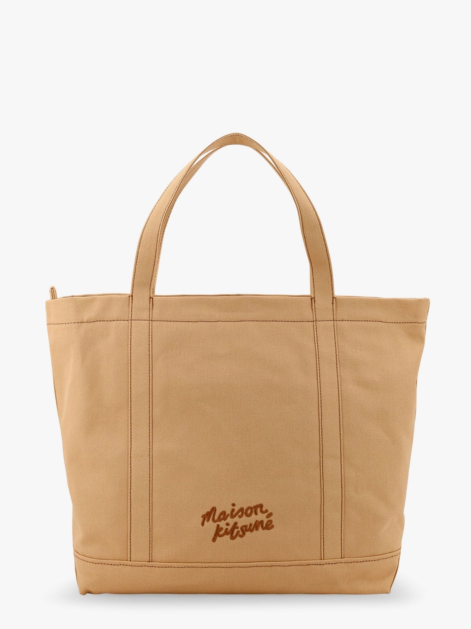 Maison Kitsune - Canvas Handbag With Fox Head Embroidery - Home->Man->Bags->Handbags