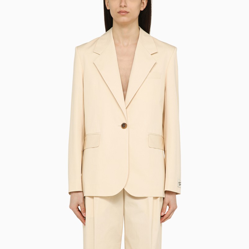 Maison Kitsuné - Maison Kitsuné Single-breasted cream cotton jacket - Jackets