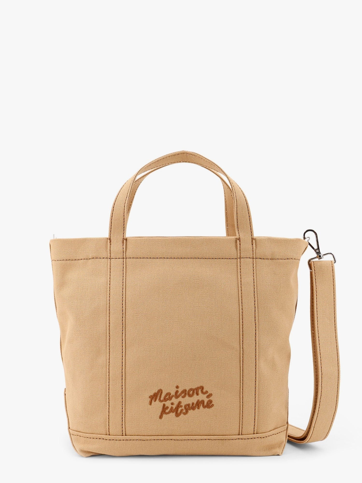 Maison Kitsune - Canvas Handbag With Fox Head Embroidery - Home->Man->Bags->Handbags