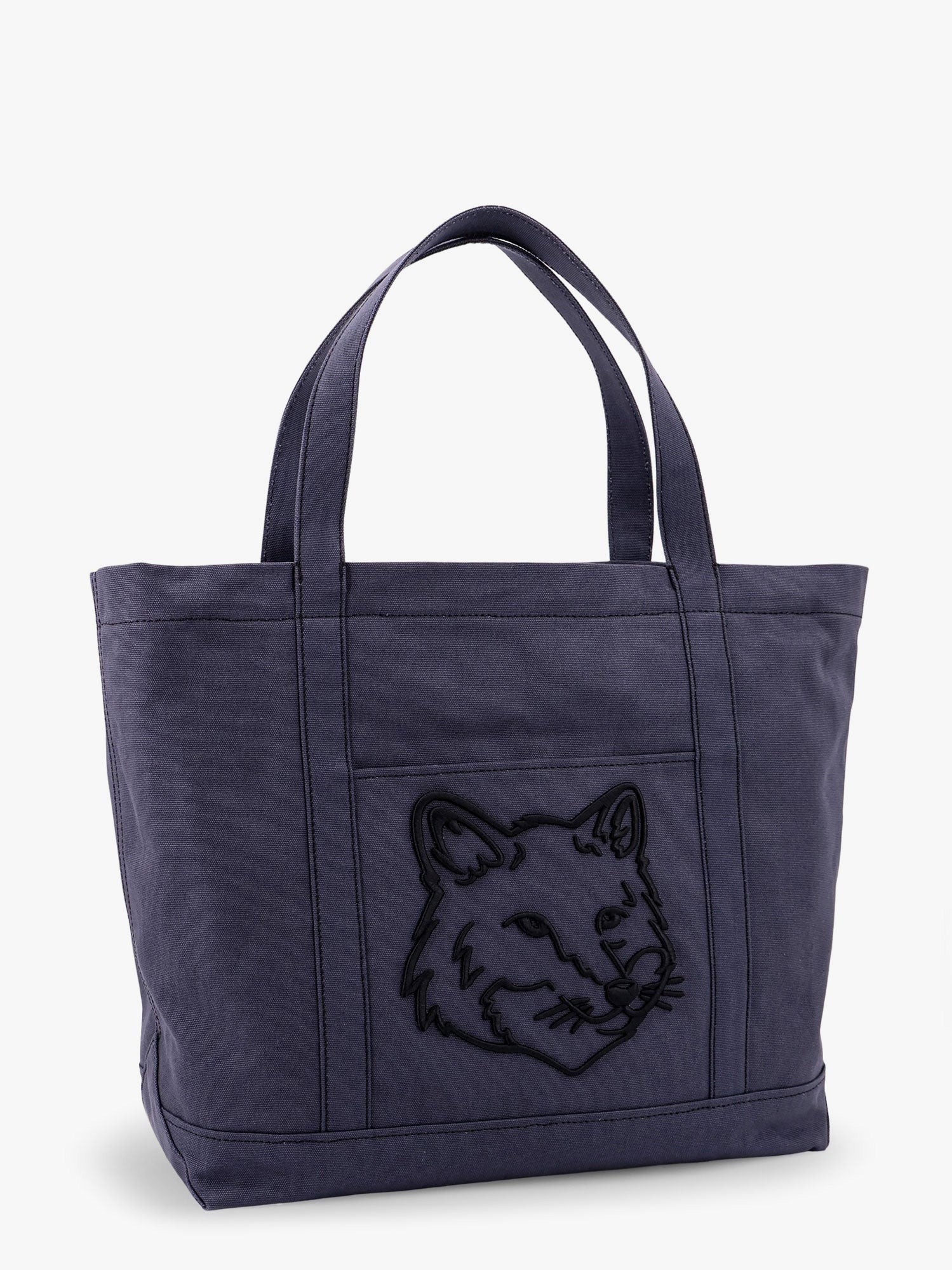 Maison Kitsune - Canvas Handbag With Fox Head Embroidery - Home->Man->Bags->Handbags