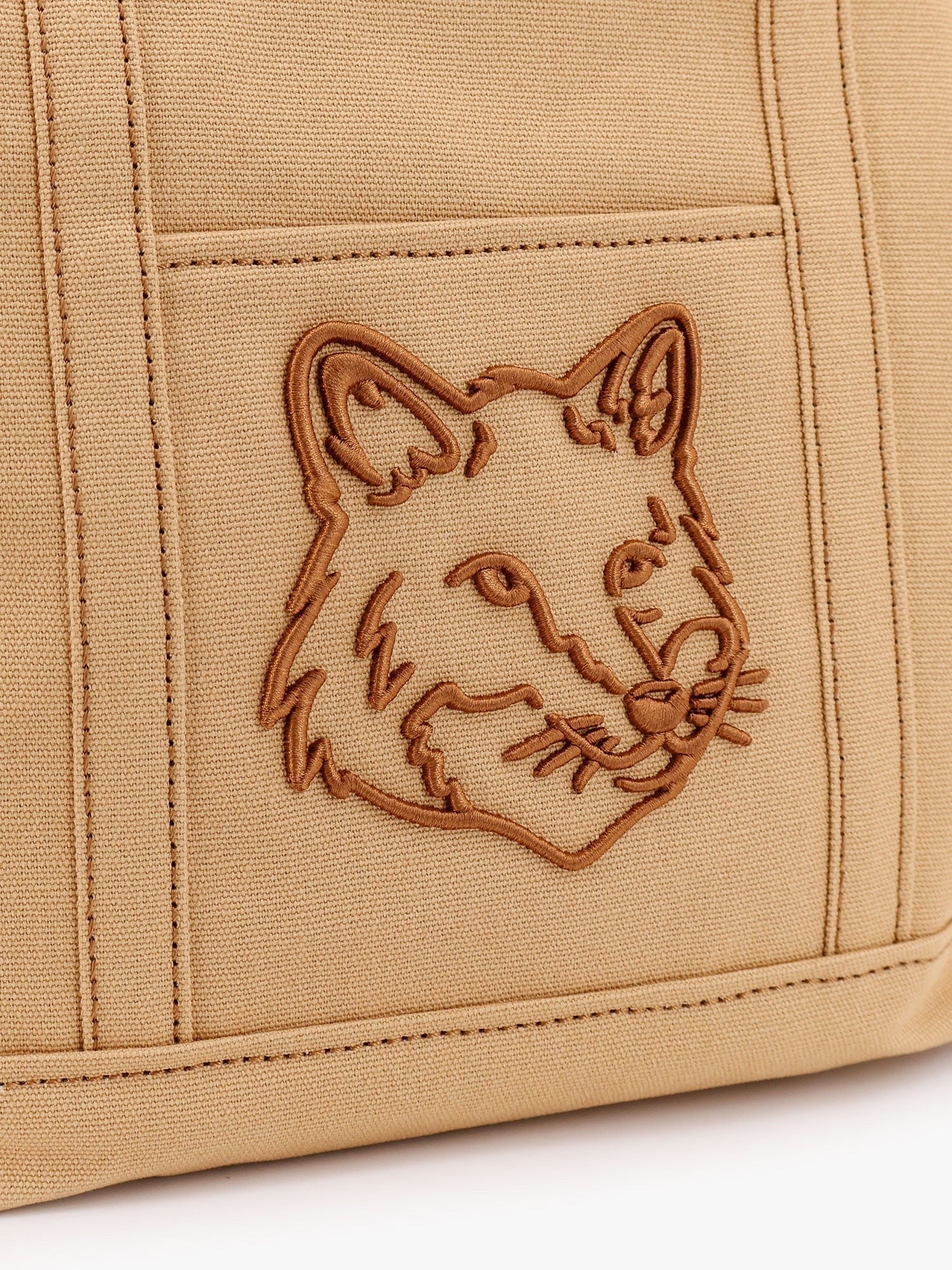 Maison Kitsune - Canvas Handbag With Fox Head Embroidery - Home->Man->Bags->Handbags