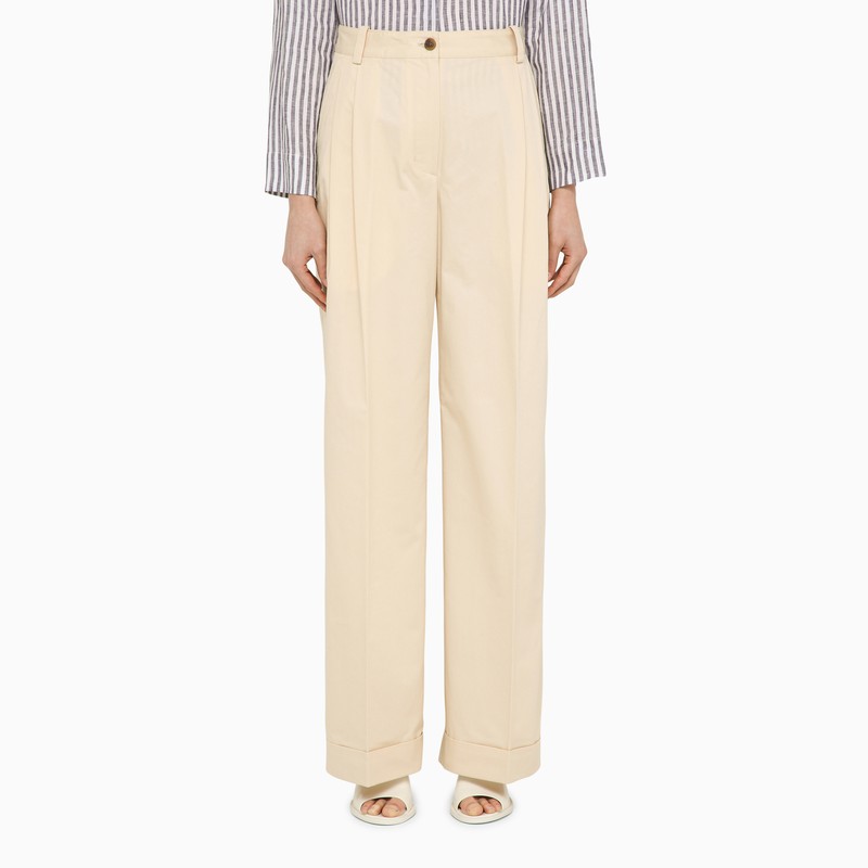 Maison Kitsuné - Maison Kitsuné Cream cotton trousers - Trousers