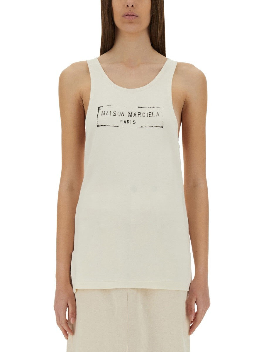 Maison Margiela - Maison Margiela Logo Print Tank Top - Woman->Clothing->Tops