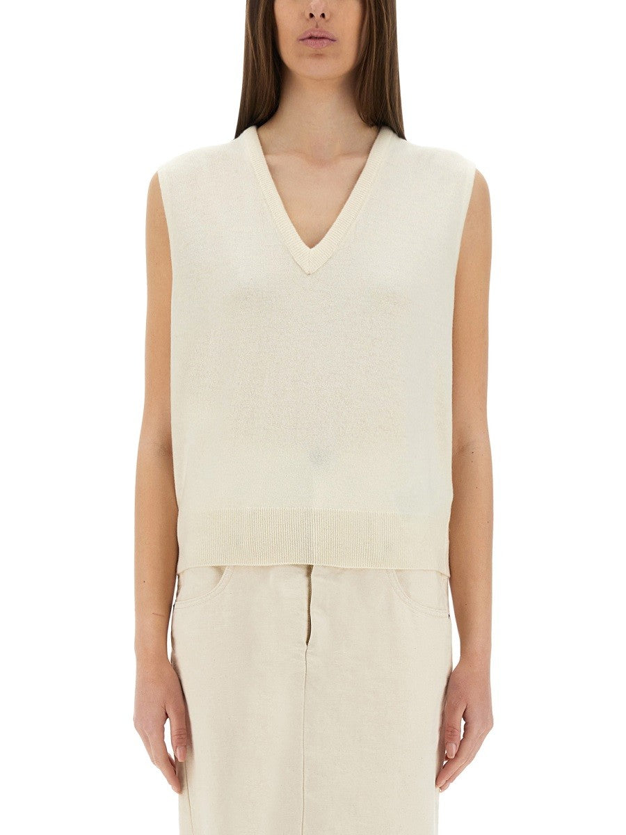 Maison Margiela - Maison Margiela V Neck Wool Vest - Woman->Clothing->Vests