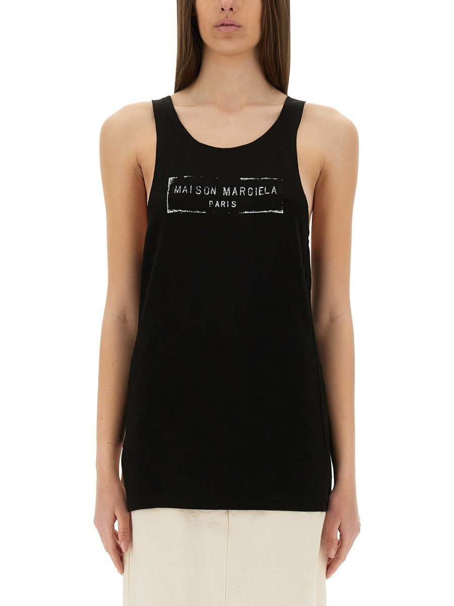 Maison Margiela - Maison Margiela Logo Print Tank Top - Woman->Clothing->Tops