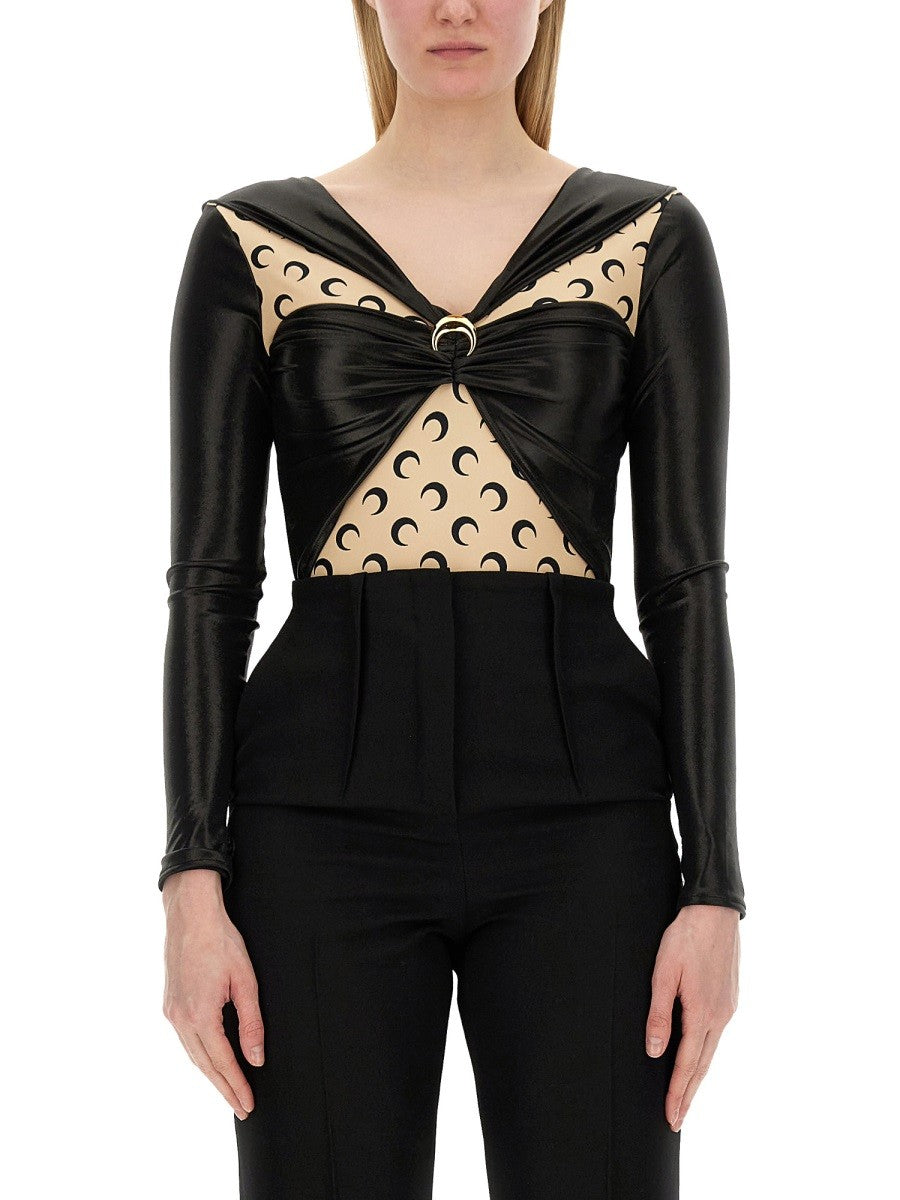 MARINE SERRE - Marine Serre Draped Bodysuit - Woman->Clothing->Tops