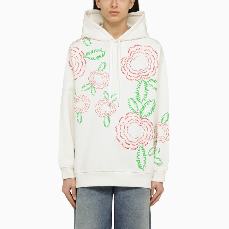 Marni - Marni White sweatshirt with cotton embroidery - Topwear