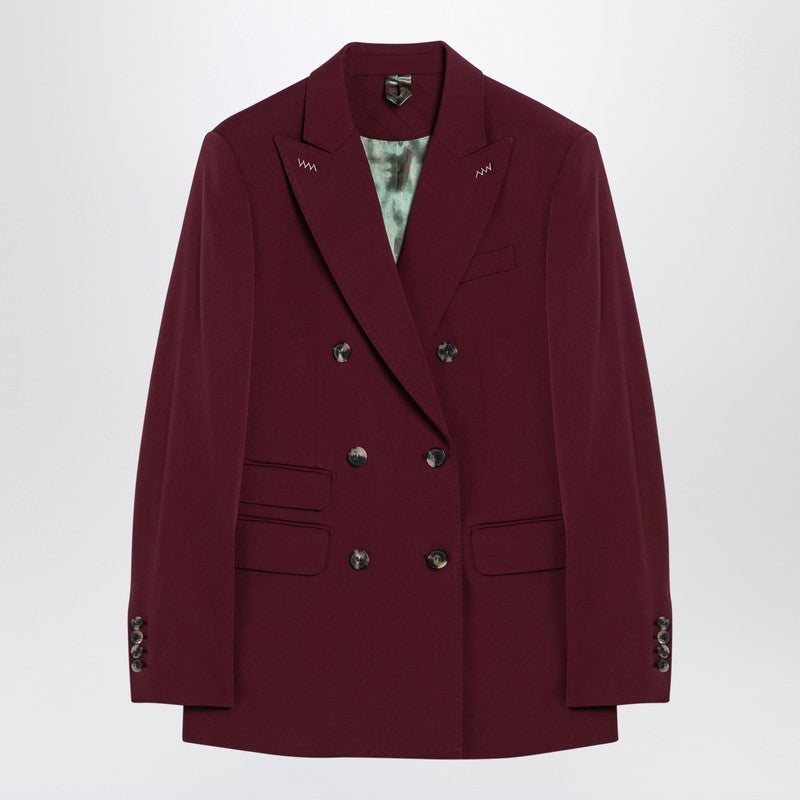 Max Mara - Max Mara Bordeaux double-breasted jacket in wool - Jackets