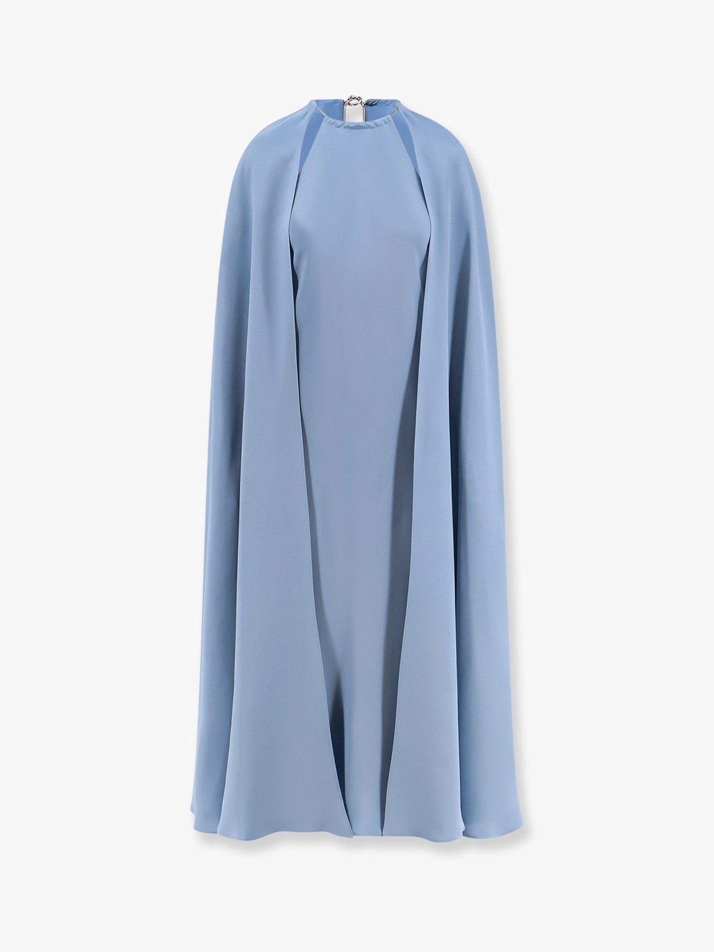 Max Mara - Max Mara Managua Silk Long Dress With Silk Cape And Metal Detail - Women’s Clothing