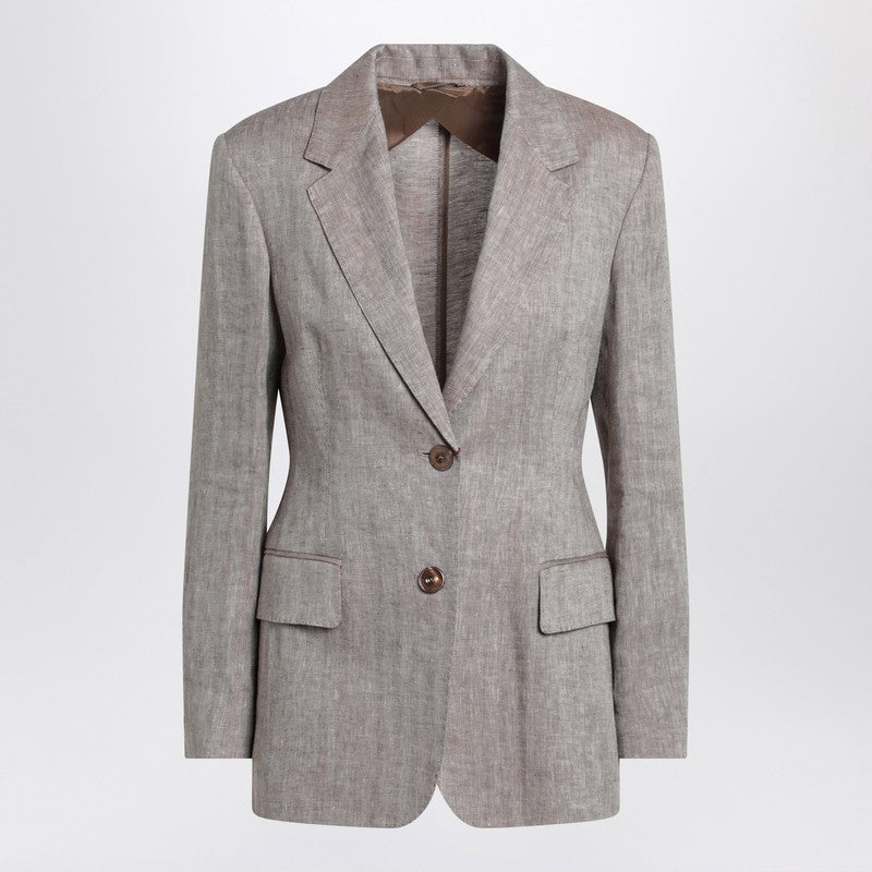 Max Mara Studio - Max Mara Studio Beige single-breasted linen jacket - Jackets