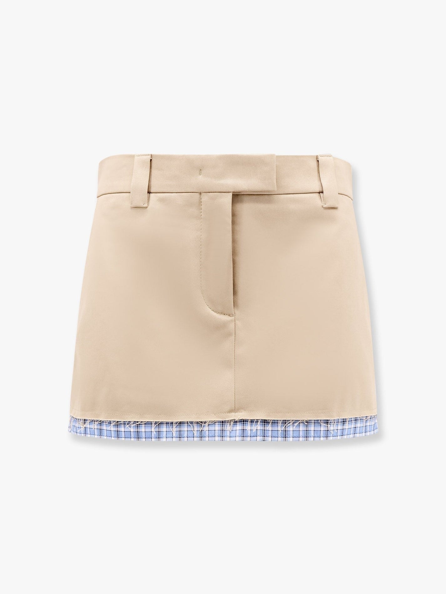 Miu Miu - Miu Miu Cotton Skirt With Check Insert On The Bottom - Woman->Clothing->Skirts