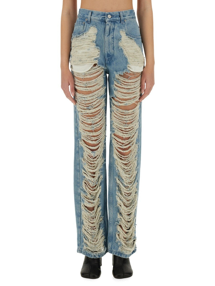 MM6 MAISON MARGIELA - ’Destroyed’ Straight Jeans - Home->Woman->Clothing->Jeans