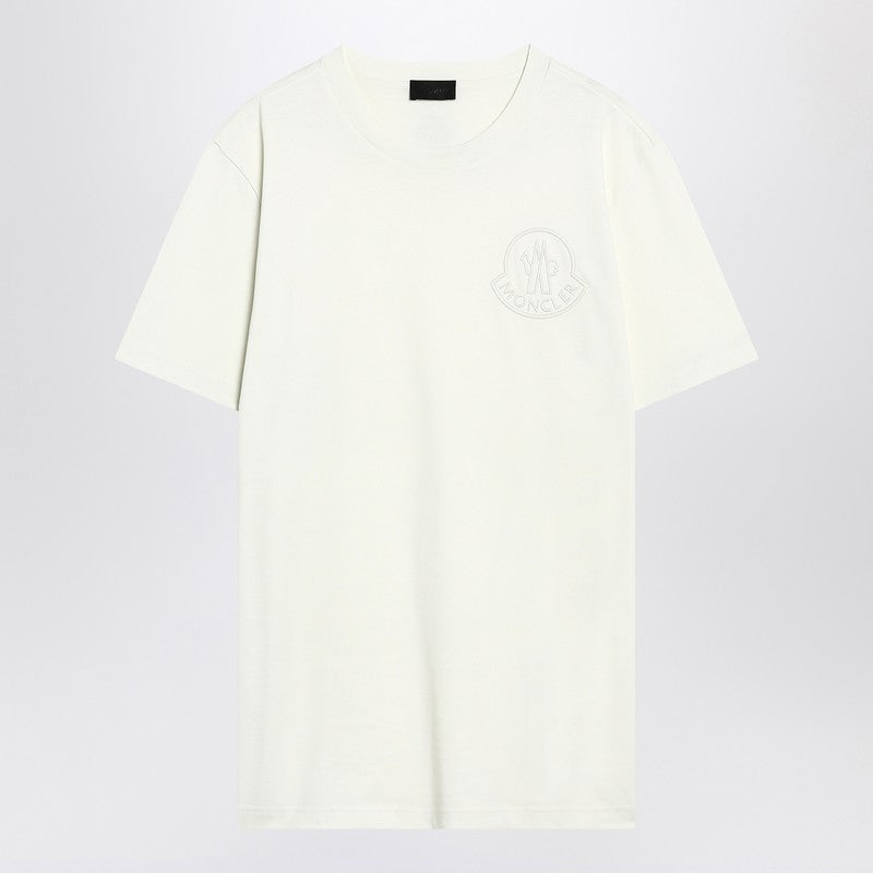 Moncler - Moncler White cotton T-shirt with three-dimensional logo - Topwear