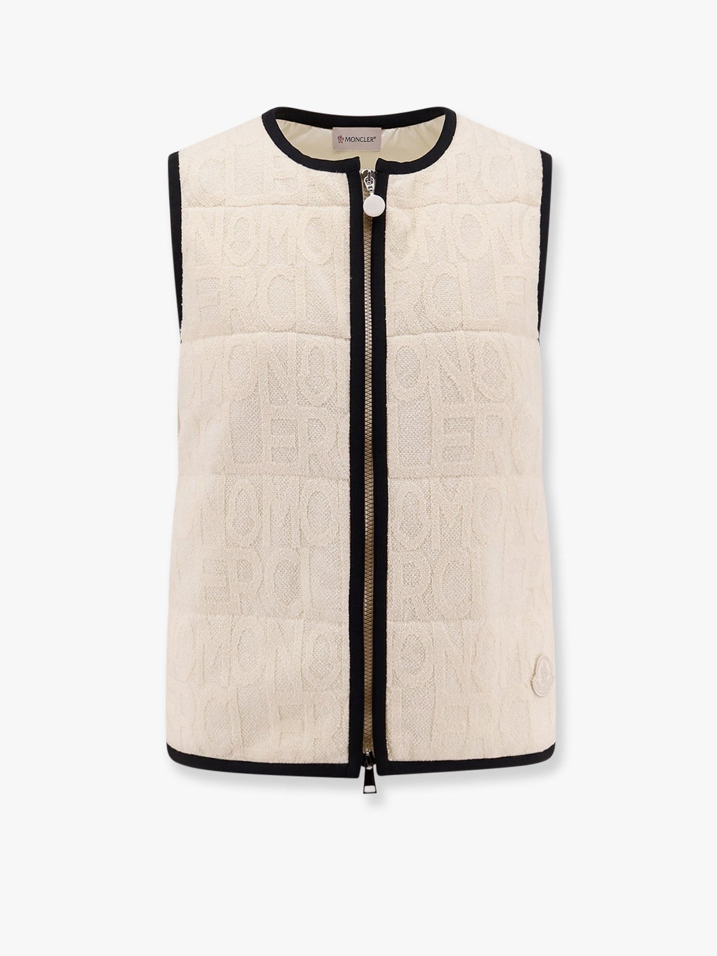 Moncler - Moncler Padded Cotton Blend Vest With All Over Logo - Women’s Outerwear