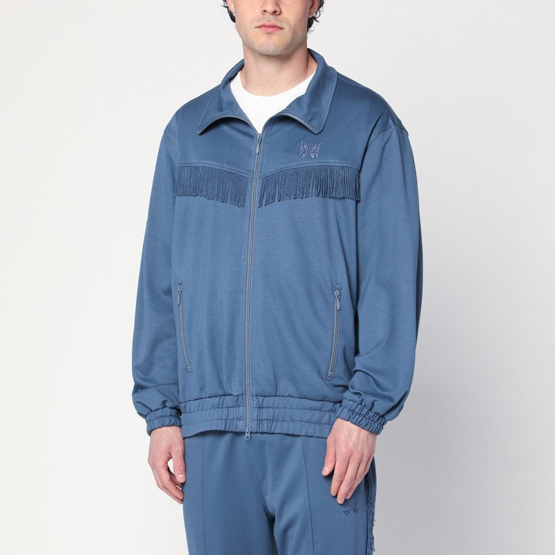 Needles - Needles Slate blue sweatshirt with fringes - Topwear
