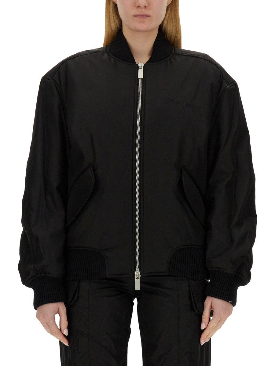 Off-white - Off White Nylon Bomber Jacket - Woman->Clothing->SPORTS JACKETS