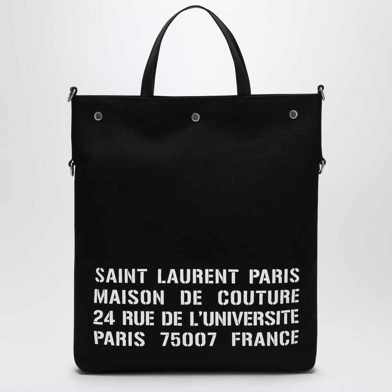Saint Laurent - Saint Laurent North/South tote bag in black canvas - Shopper