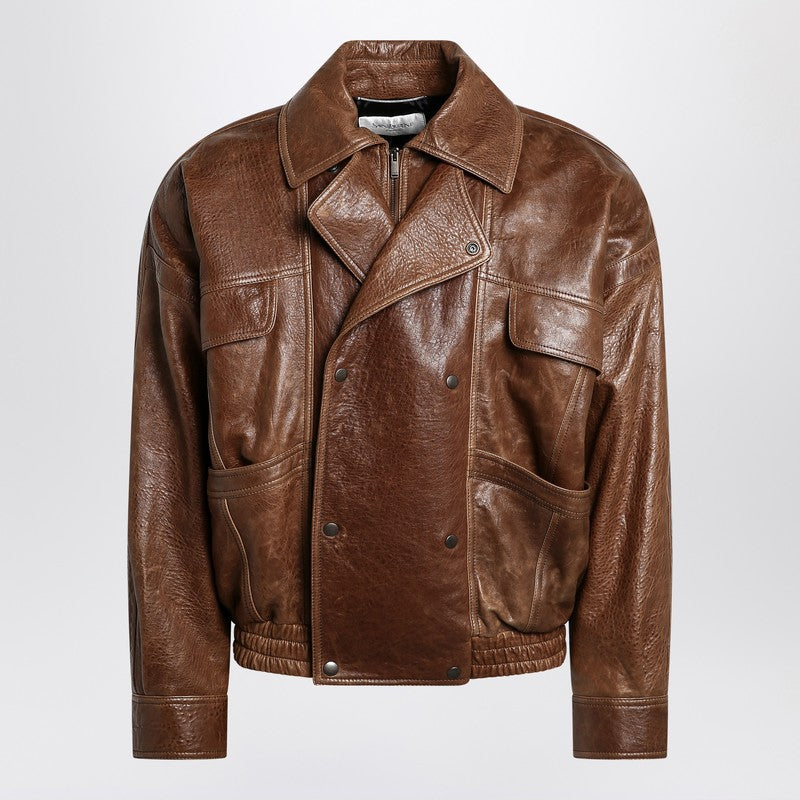 Saint Laurent - Saint Laurent Brown leather bomber - Jackets